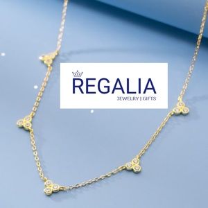 ✨Elegant 18k Gold Vermeil Italian Sterling Silver Crystal Station Necklace✨